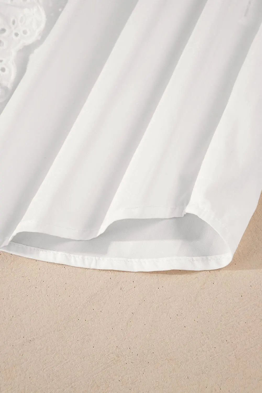 White Lace Crochet Trim Turn Down Collar Buttoned Shirt - Love Salve 