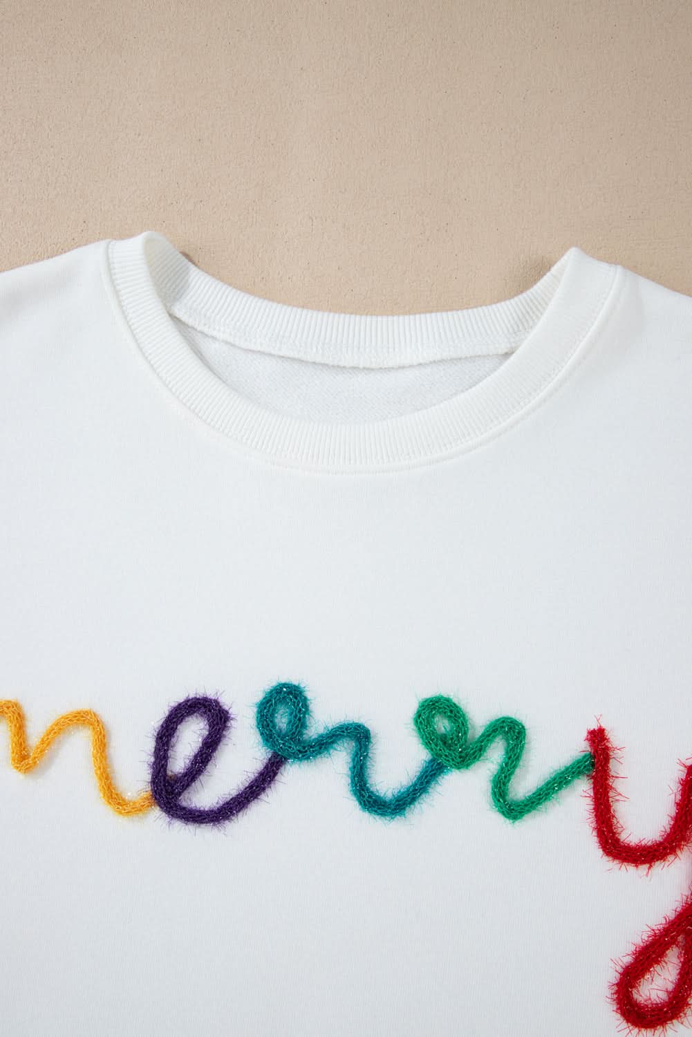 White MERRY Graphic Pullover Sweatshirt - Love Salve 