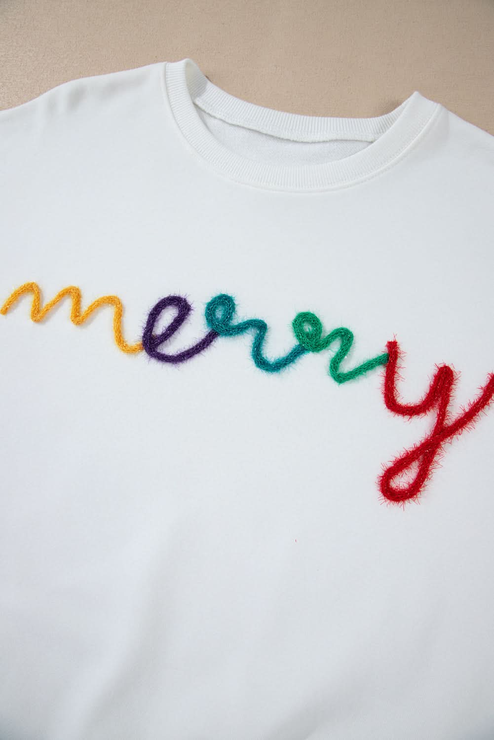 White MERRY Graphic Pullover Sweatshirt - Love Salve 