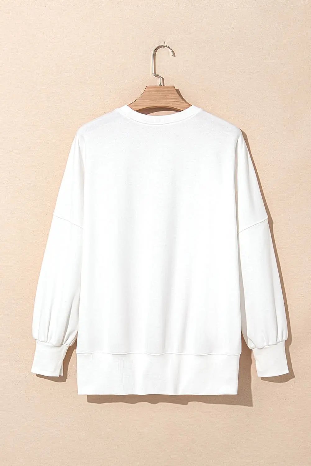 White Sequin Bowknot High Low Oversize Sweatshirt - Love Salve 