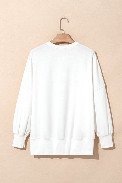 White Sequin Bowknot High Low Oversize Sweatshirt - Love Salve 