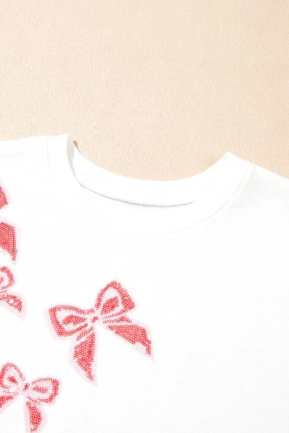 White Sequin Bowknot High Low Oversize Sweatshirt - Love Salve 