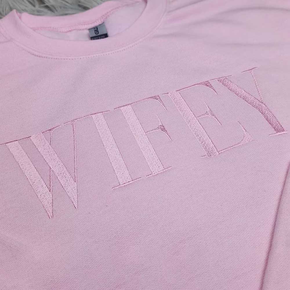 Embroidered “Wifey” Sweatshirt – Cozy Crewneck Perfect Gift for Her Adorb Custom Tees
