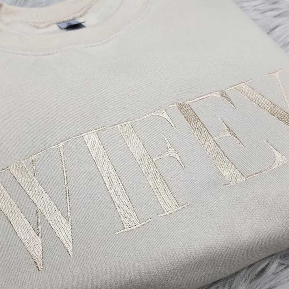 Embroidered “Wifey” Sweatshirt – Cozy Crewneck Perfect Gift for Her Adorb Custom Tees