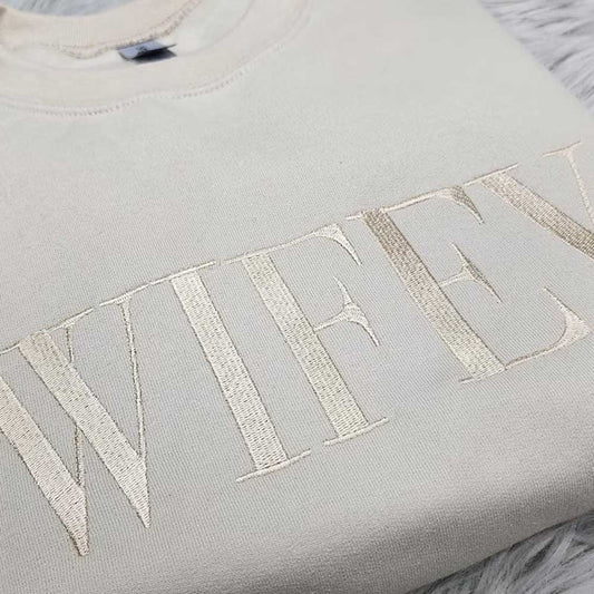 Embroidered “Wifey” Sweatshirt – Cozy Crewneck Perfect Gift for Her Adorb Custom Tees