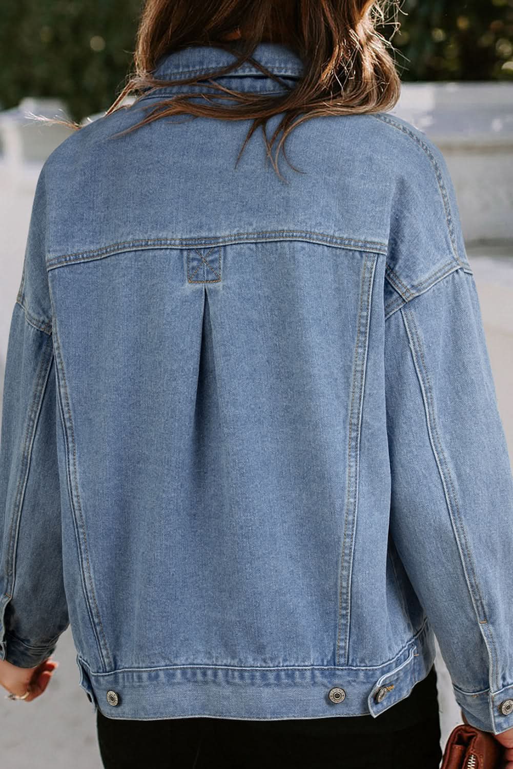Wild Wind Washed Oversize Pocketed Denim Jacket - Love Salve 