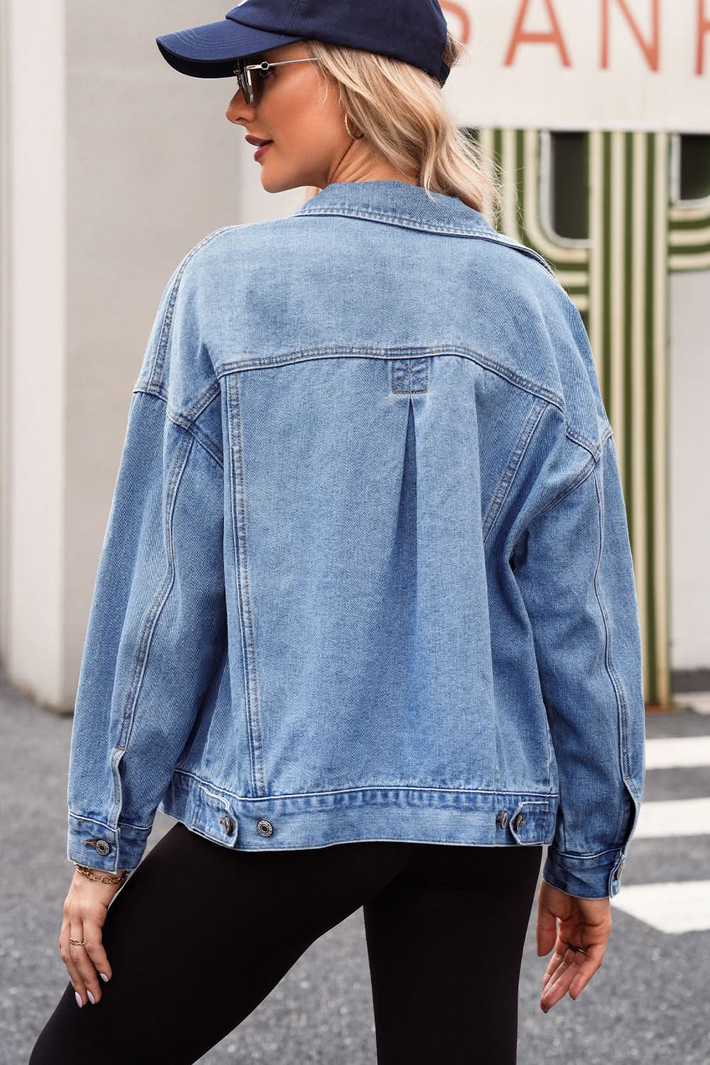 Wild Wind Washed Oversize Pocketed Denim Jacket - Love Salve 