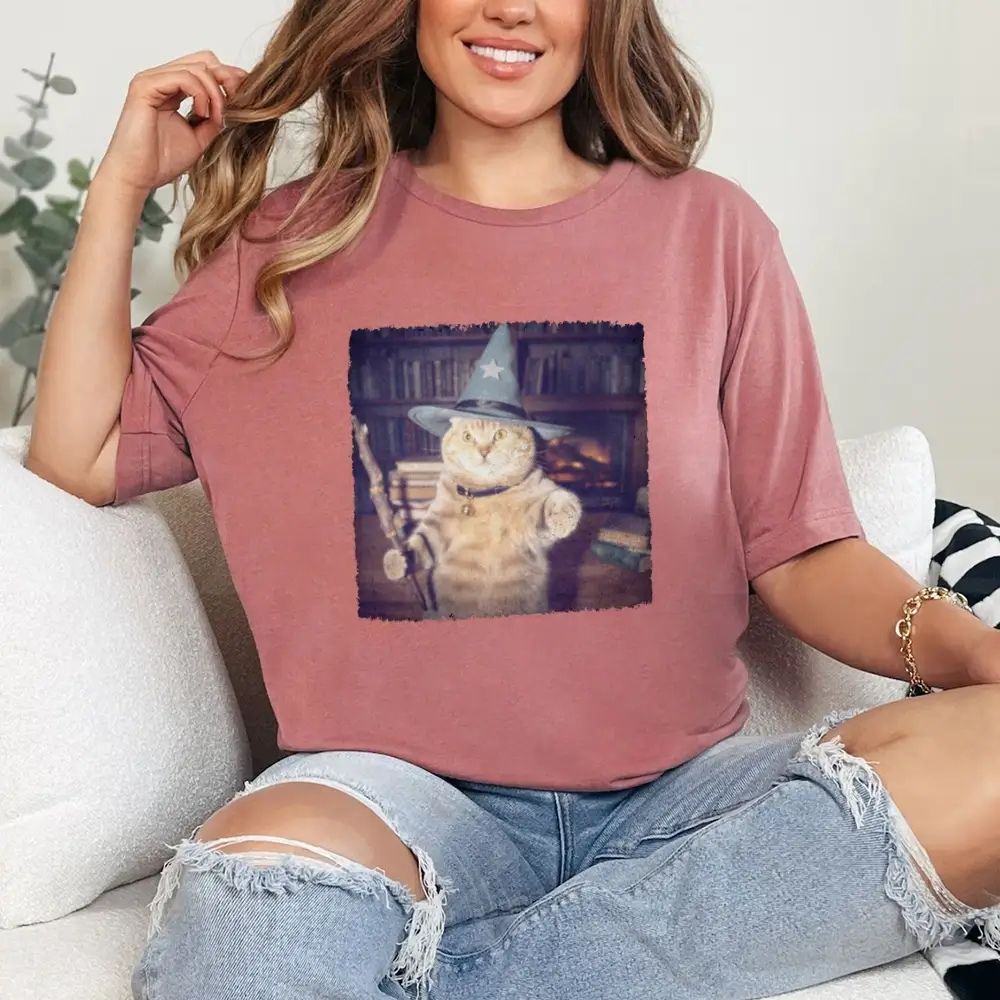 Wizard Cat Halloween Shirt – Funny Cat Meme Graphic Tee Adorb.co