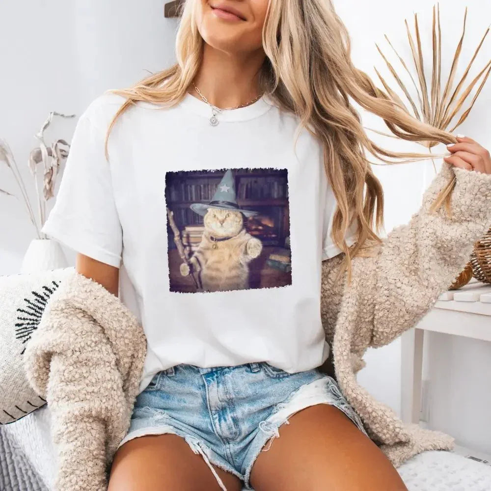 Adorb.co Funny Cat Meme Graphic Tee styled for a complete look, inspiring versatile Halloween outfit ideas.