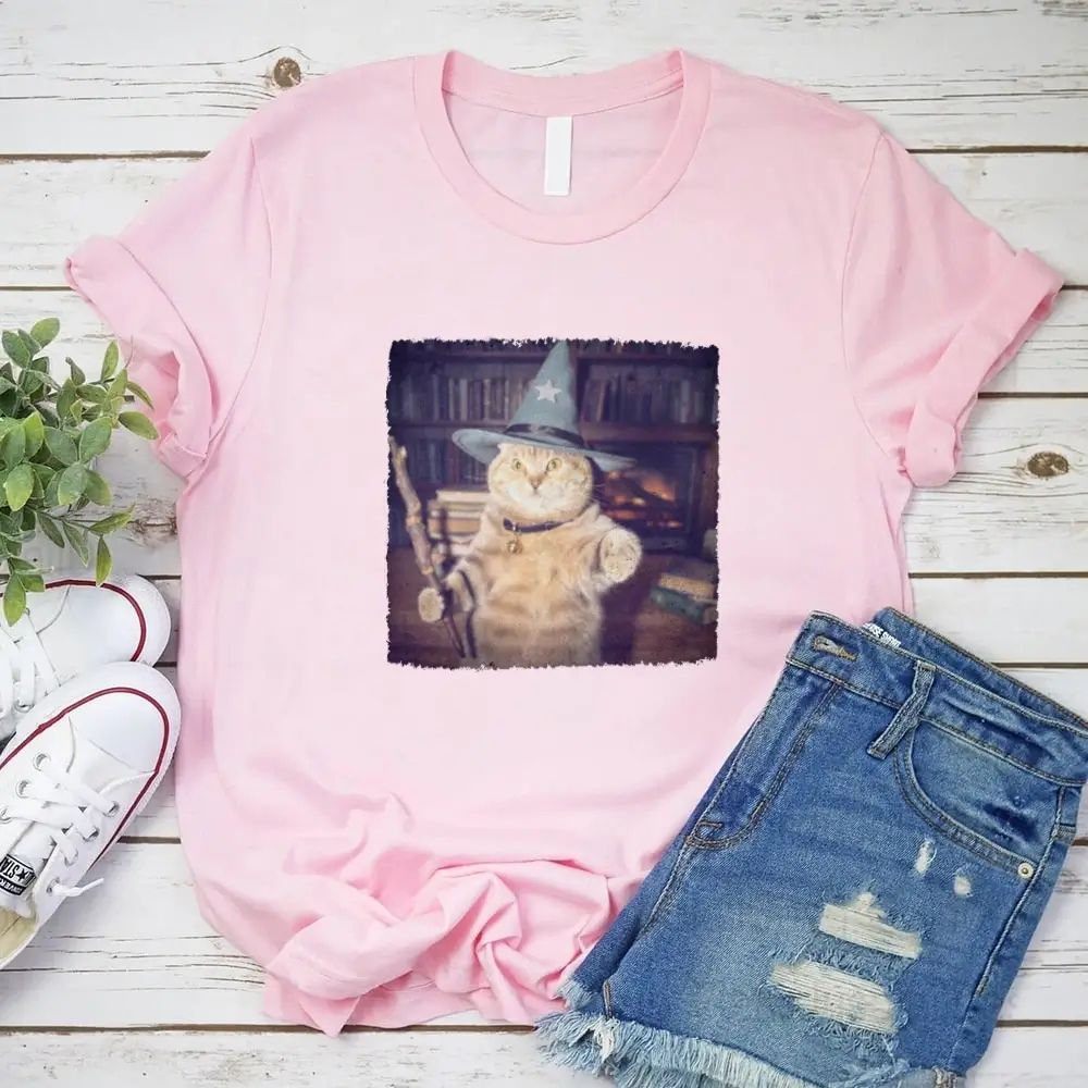 Wizard Cat Halloween Shirt – Funny Cat Meme Graphic Tee Adorb.co