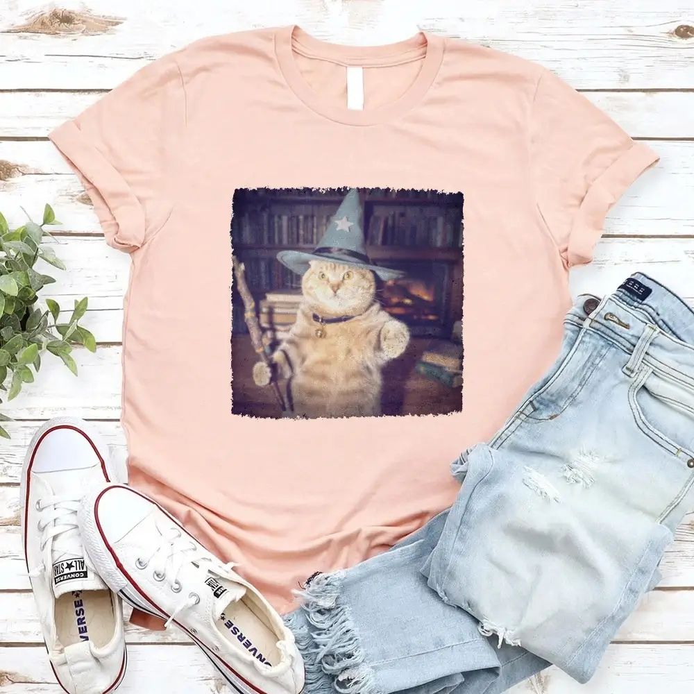Wizard Cat Halloween Shirt – Funny Cat Meme Graphic Tee Adorb.co