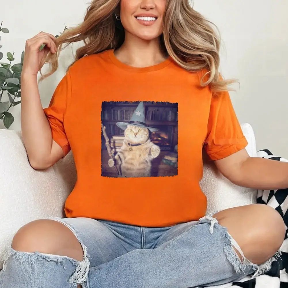 Wizard Cat Halloween Shirt – Funny Cat Meme Graphic Tee Adorb.co