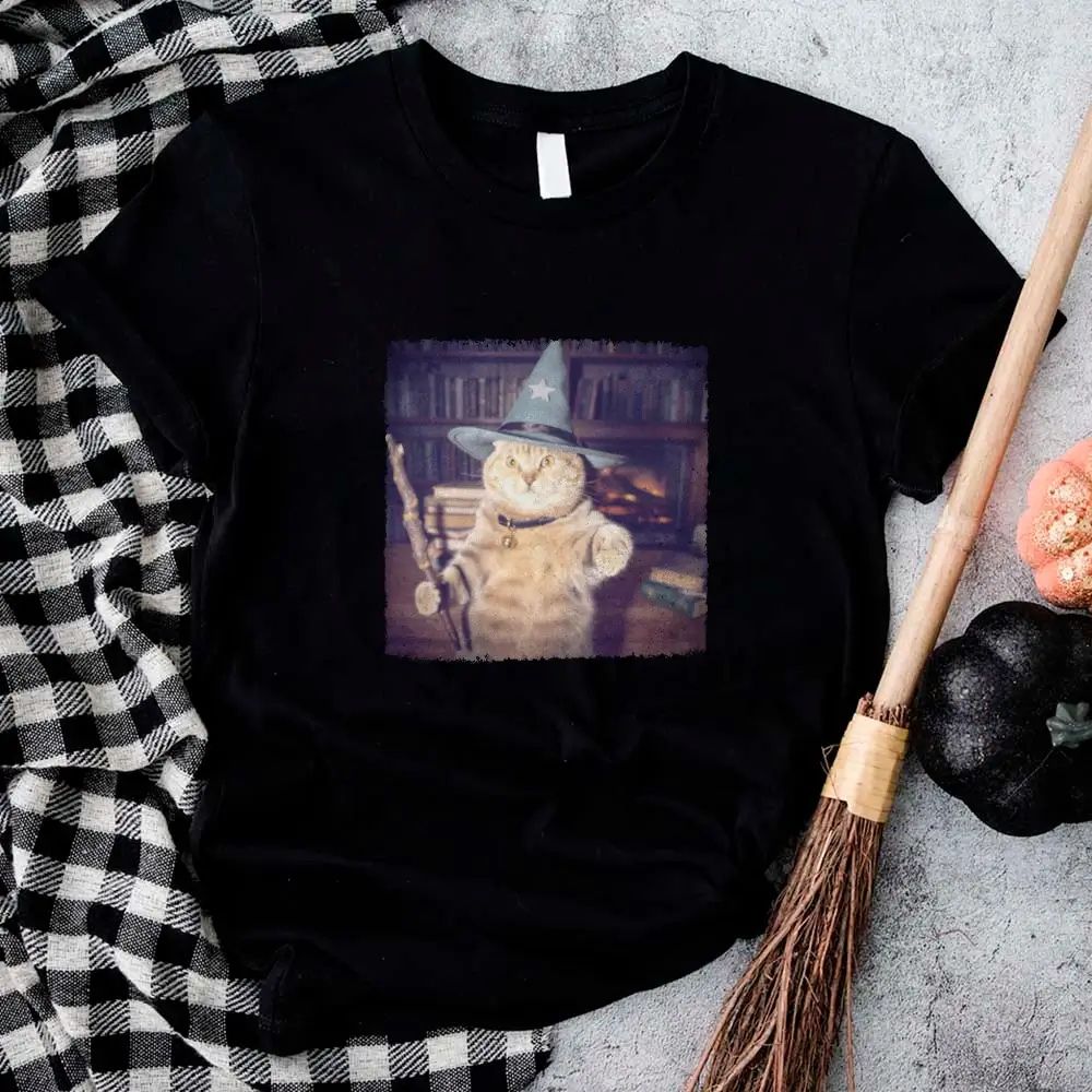 Wizard Cat Halloween Shirt – Funny Cat Meme Graphic Tee Adorb.co