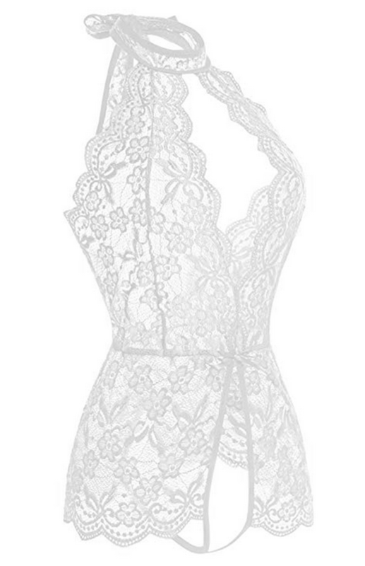 Women Floral Lace Sleeveless Bodysuit Lingerie 