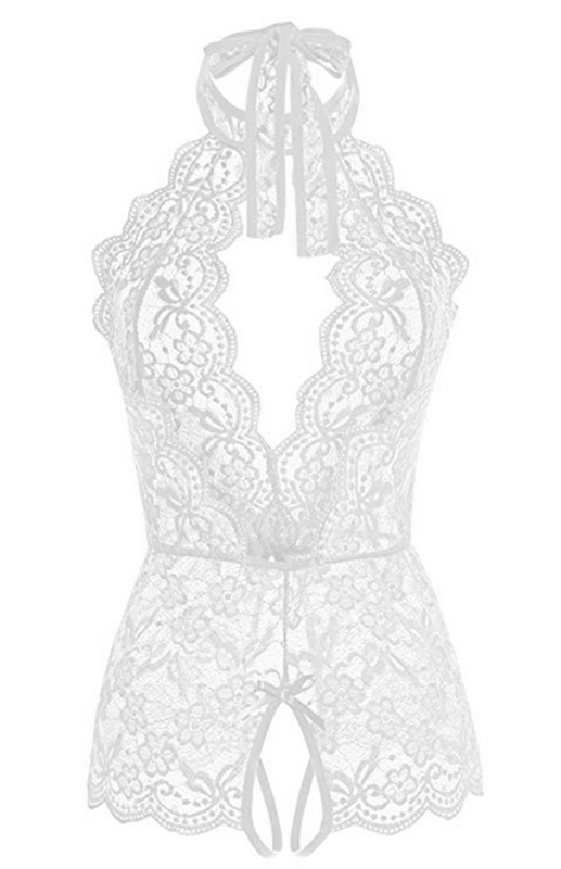 Women Floral Lace Sleeveless Bodysuit Lingerie 