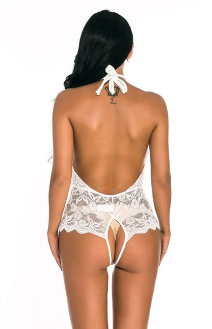 Women Floral Lace Sleeveless Bodysuit Lingerie 
