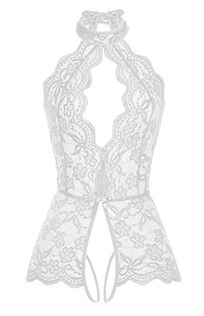 Women Floral Lace Sleeveless Bodysuit Lingerie 