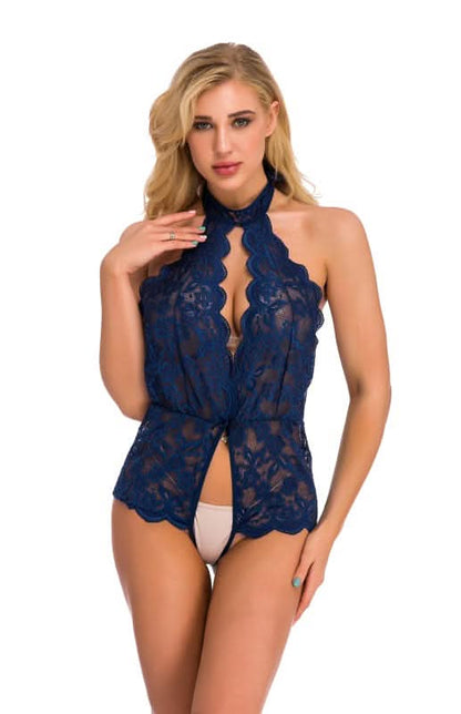 Women Floral Lace Sleeveless Bodysuit Lingerie 