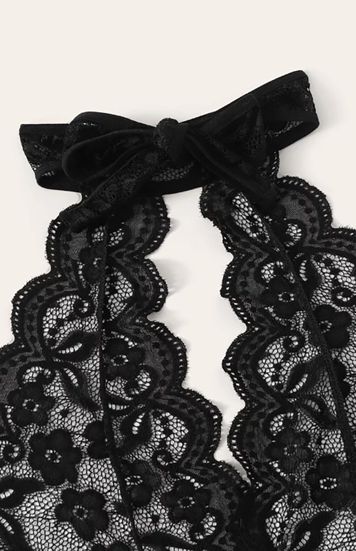 Women Floral Lace Sleeveless Bodysuit Lingerie 