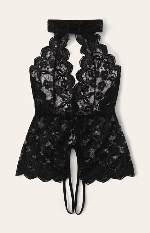 Women Floral Lace Sleeveless Bodysuit Lingerie 