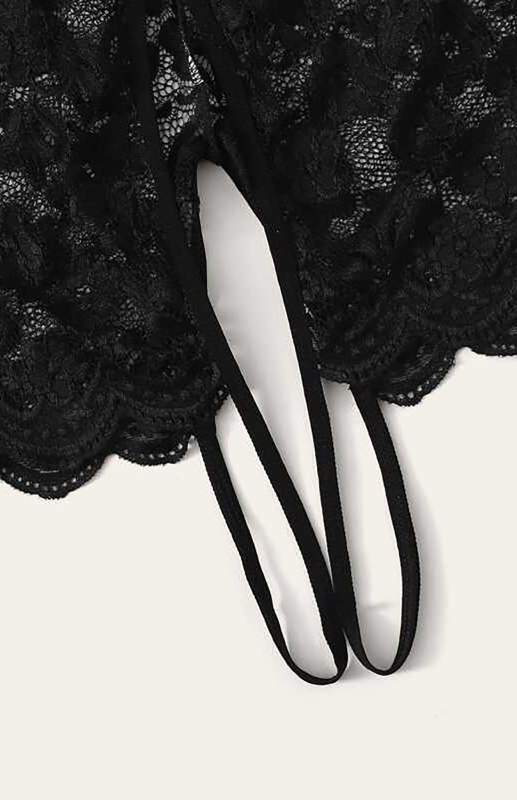 Women Floral Lace Sleeveless Bodysuit Lingerie 
