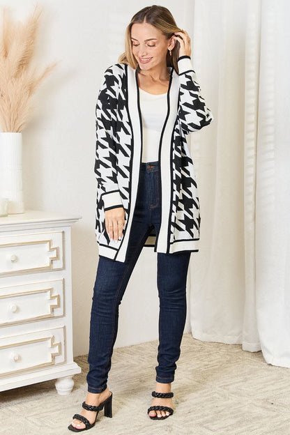 Woven Right houndstooth long cardigan - Love Salve 