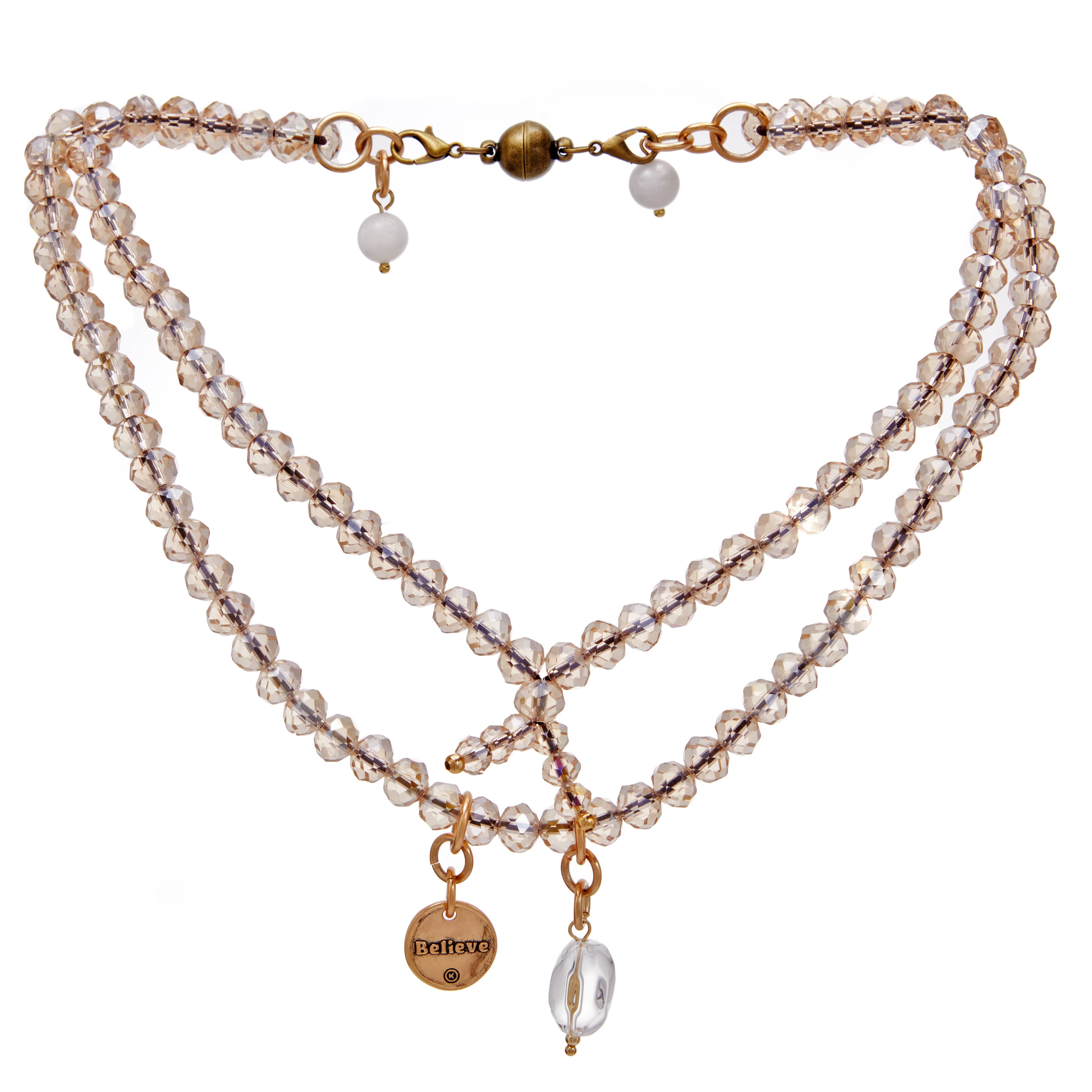 Believe Heart Crystal Boho Wrap Bracelet/Necklace Katia Designs