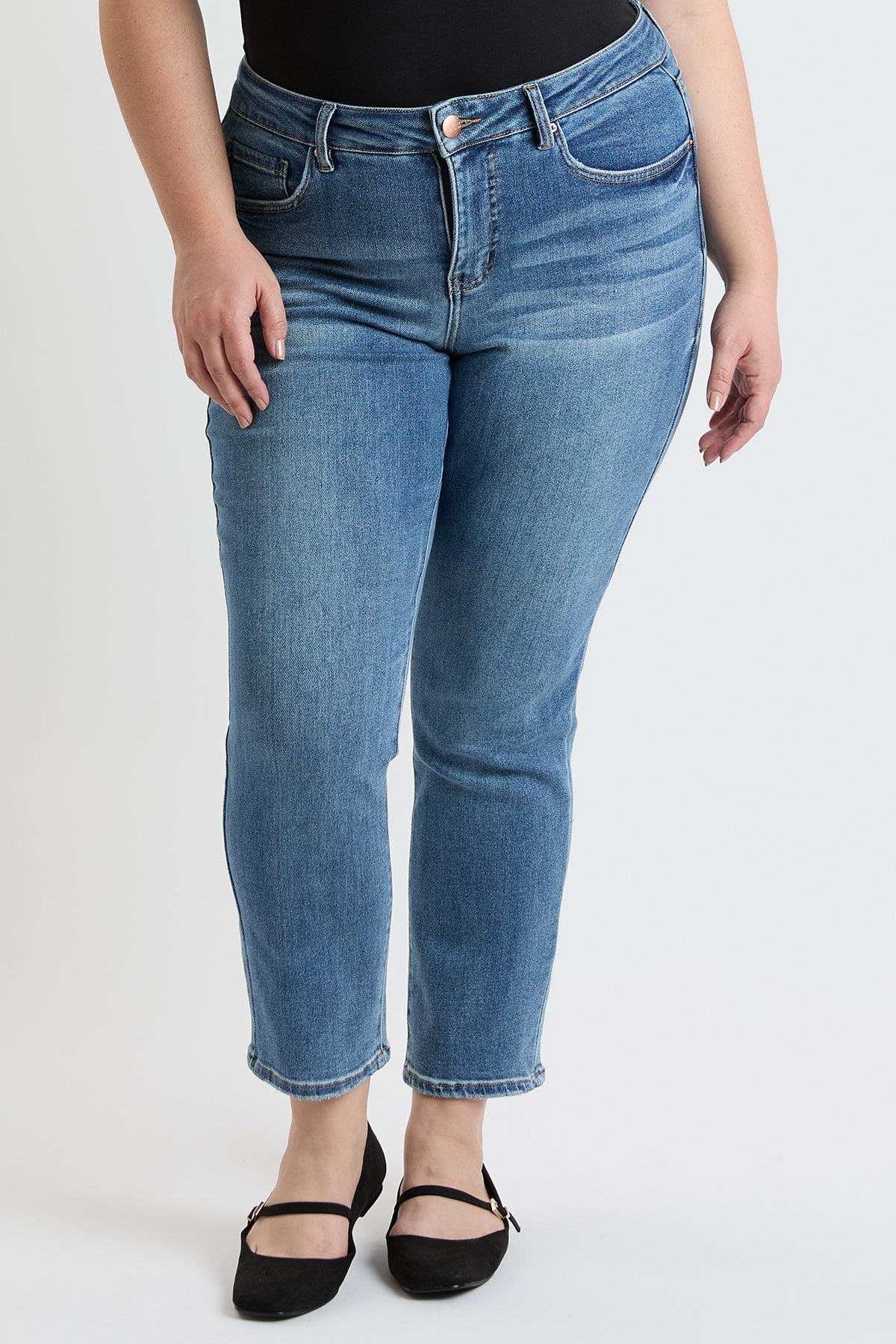 YMI JEANS Women's Plus Premium Stretch Slim Straight Jeans - Alternate Angle