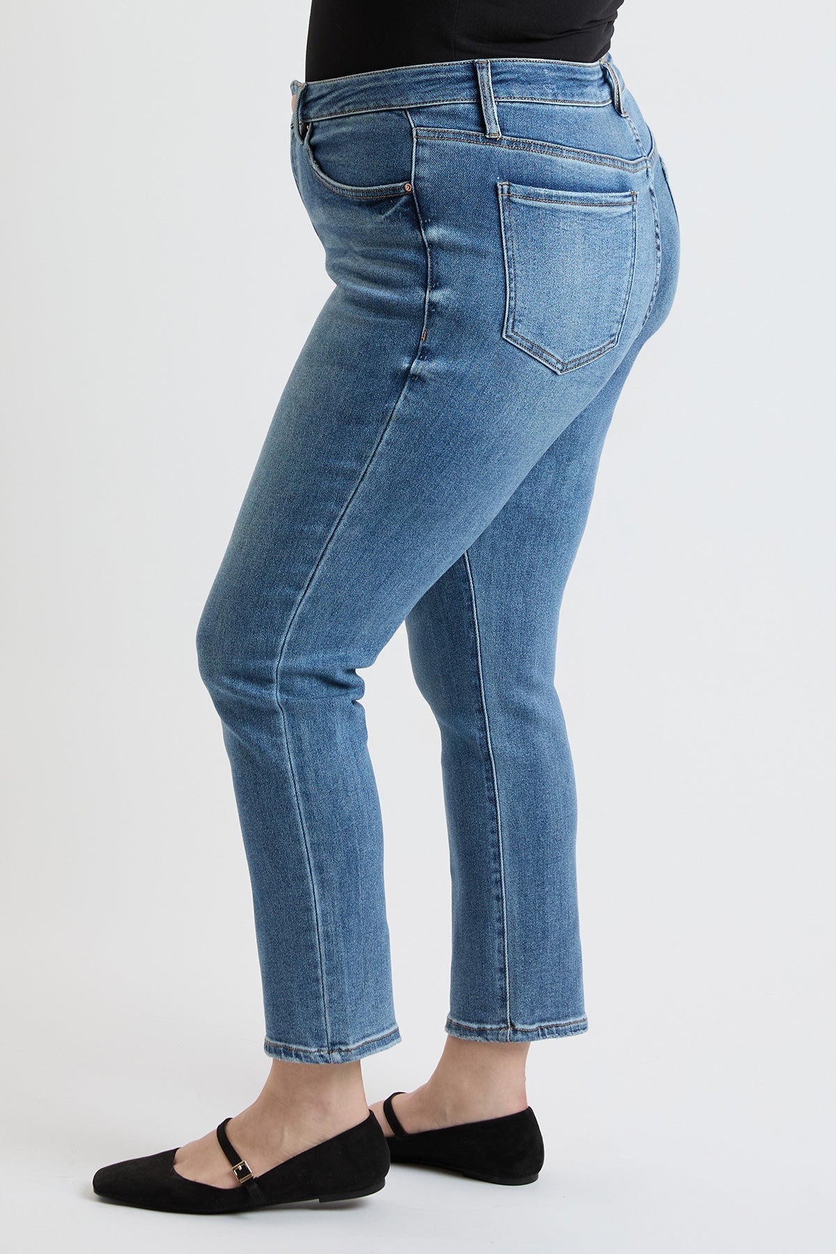 YMI JEANS Women's Plus Premium Stretch Slim Straight Jeans - Detail View