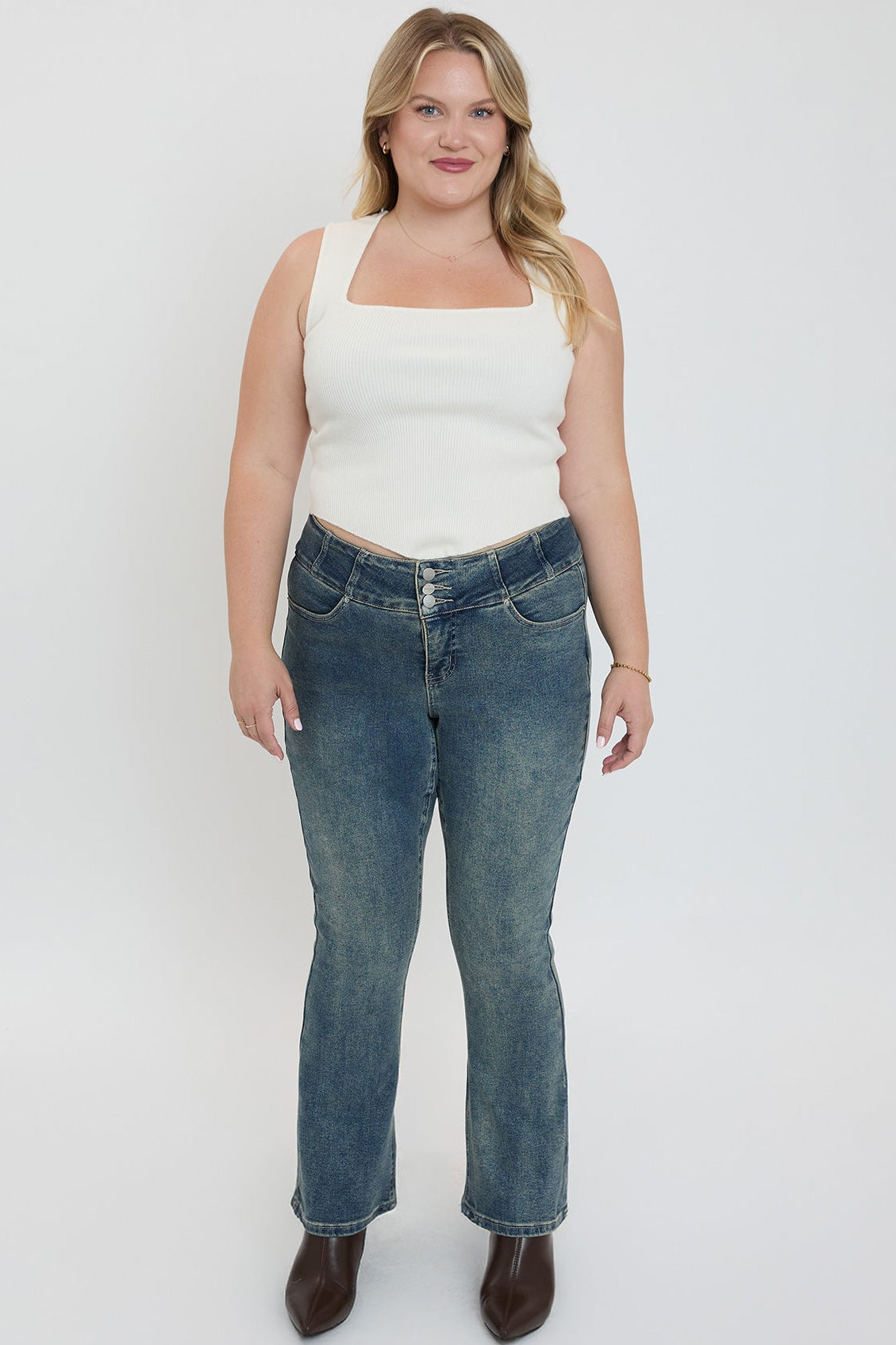 YMI JEANS Women's Plus 3-Button Bootcut Jeans - Main Product Image