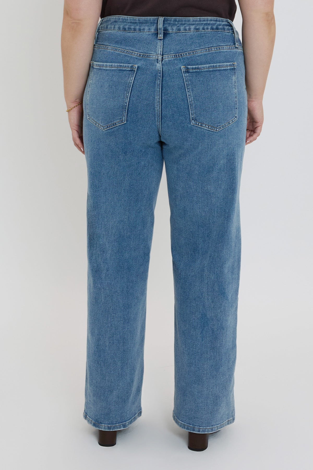 YMI JEANS Women's Plus Front Seam Wide Leg Jeans - Full View