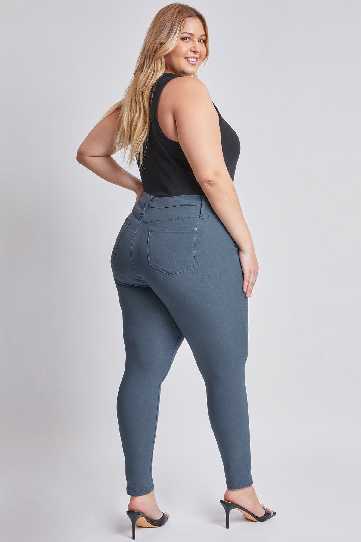 YMI JEANS Women's Plus Size Hyperstretch Skinny Pants, Cadet Blue - Alternate Angle