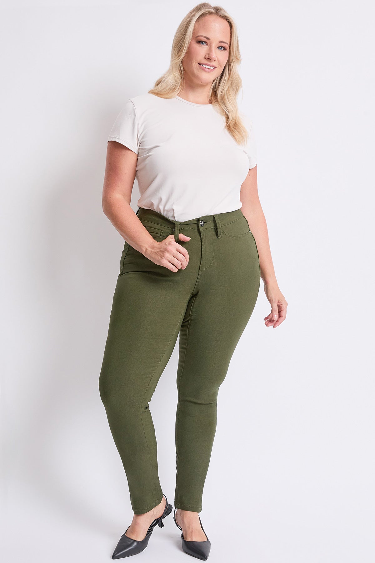 YMI JEANS Women's Plus Size Hyperstretch Skinny Pants, Cypress - Main Product Image