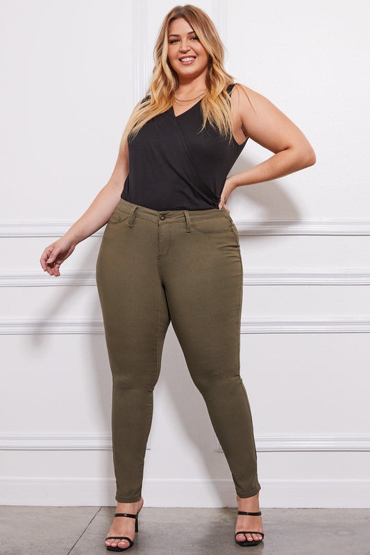 YMI JEANS Women's Plus Size Hyperstretch Skinny Pants, Olivine - Main Product Image
