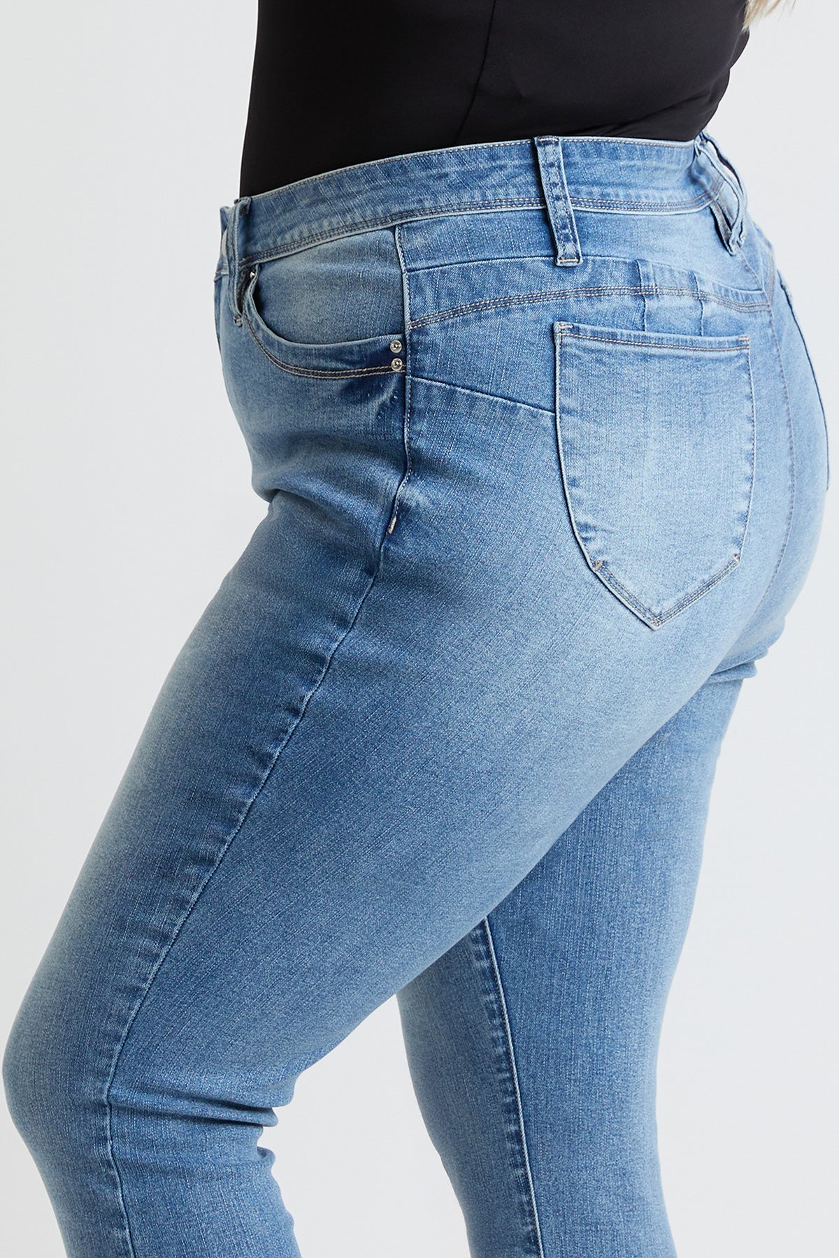 YMI JEANS Women's Plus High Rise Curve Confidence WannaBettaButt Skinny Jeans - Full View