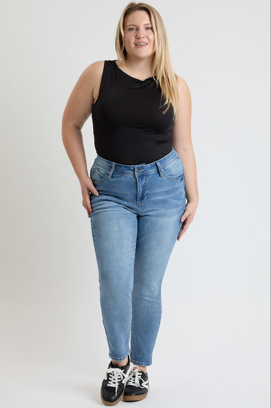 YMI JEANS Women's Plus High Rise Curve Confidence WannaBettaButt Skinny Jeans - Main Product Image
