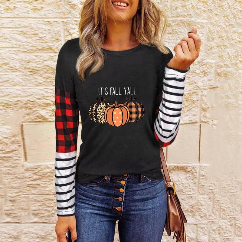 Spook-tacular women's patchwork knit top for Halloween fun