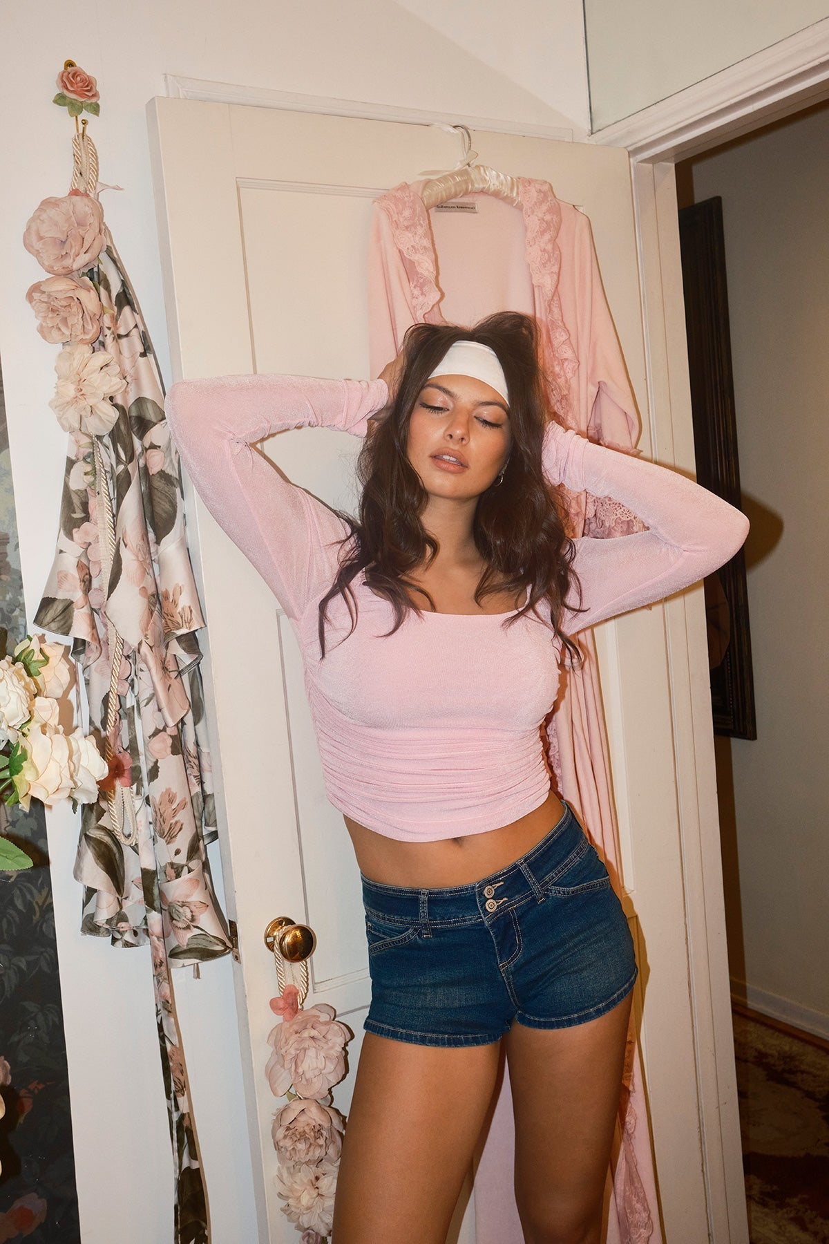 Low Rise 2 Button Slanted Pocket Denim Shorts YMI JEANS