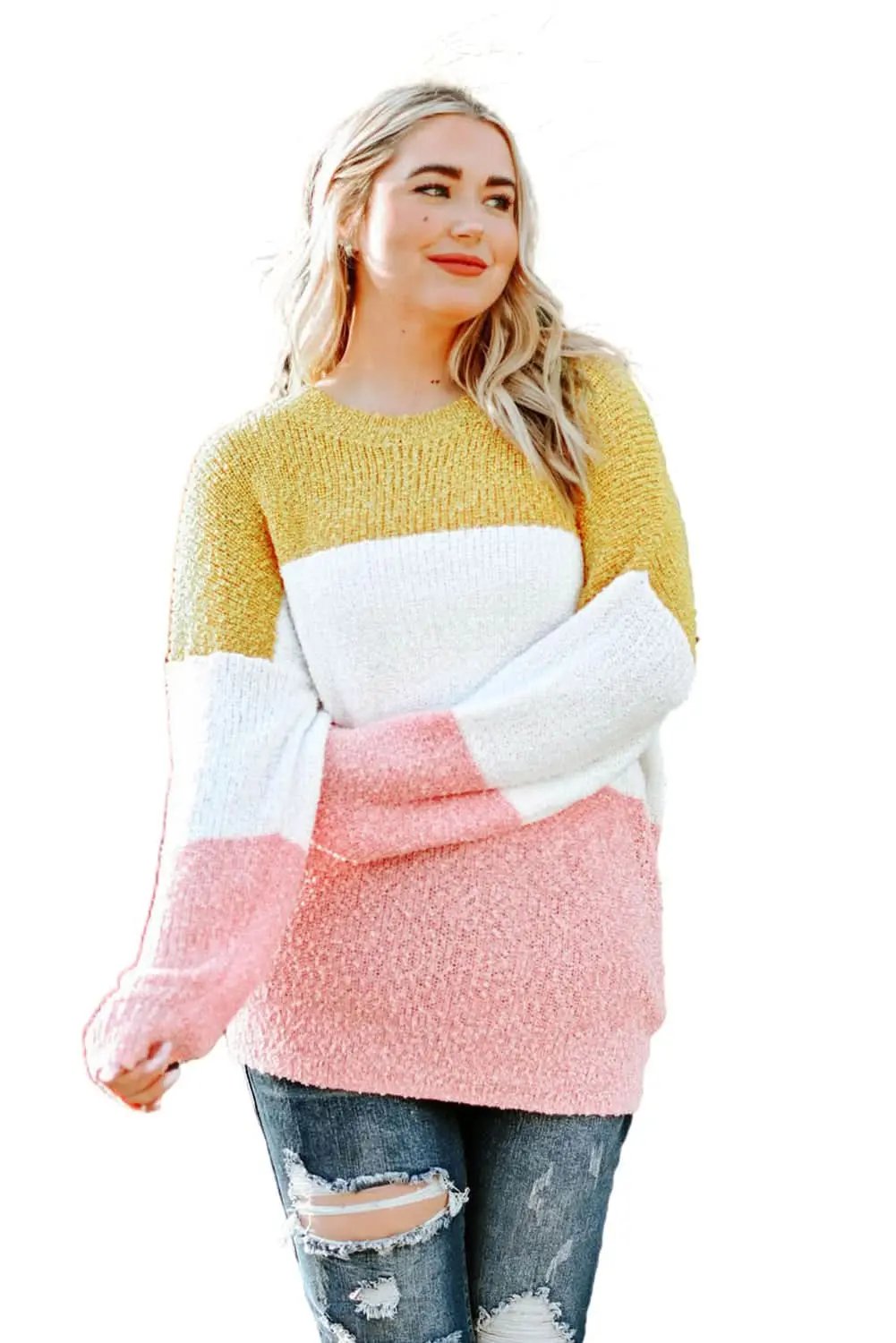 Yellow Plus Size Bubble Sleeve Sweater - Love Salve 
