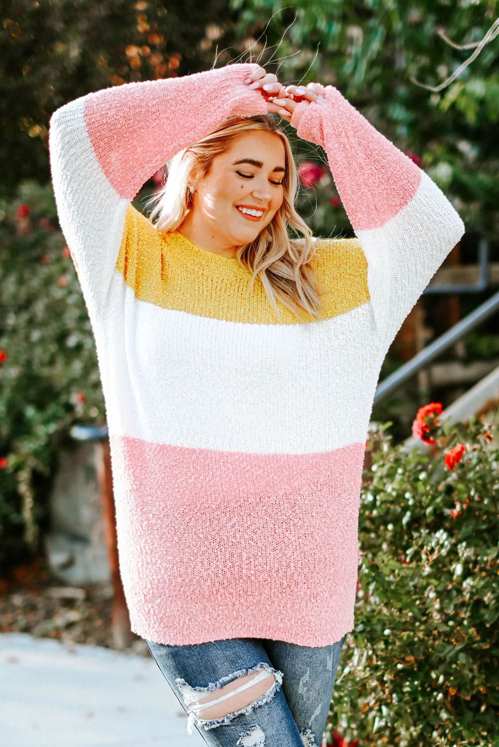 Yellow Plus Size Bubble Sleeve Sweater - Love Salve 