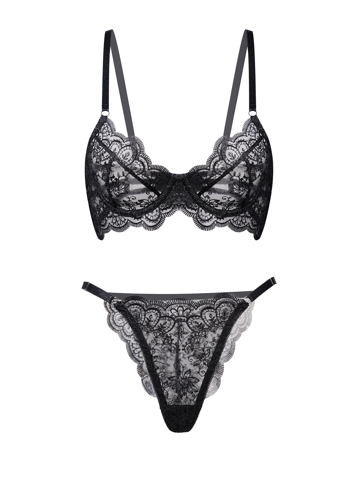 Exquisite Lace Lingerie Set With Embroidered Design Hello.LA.Girl