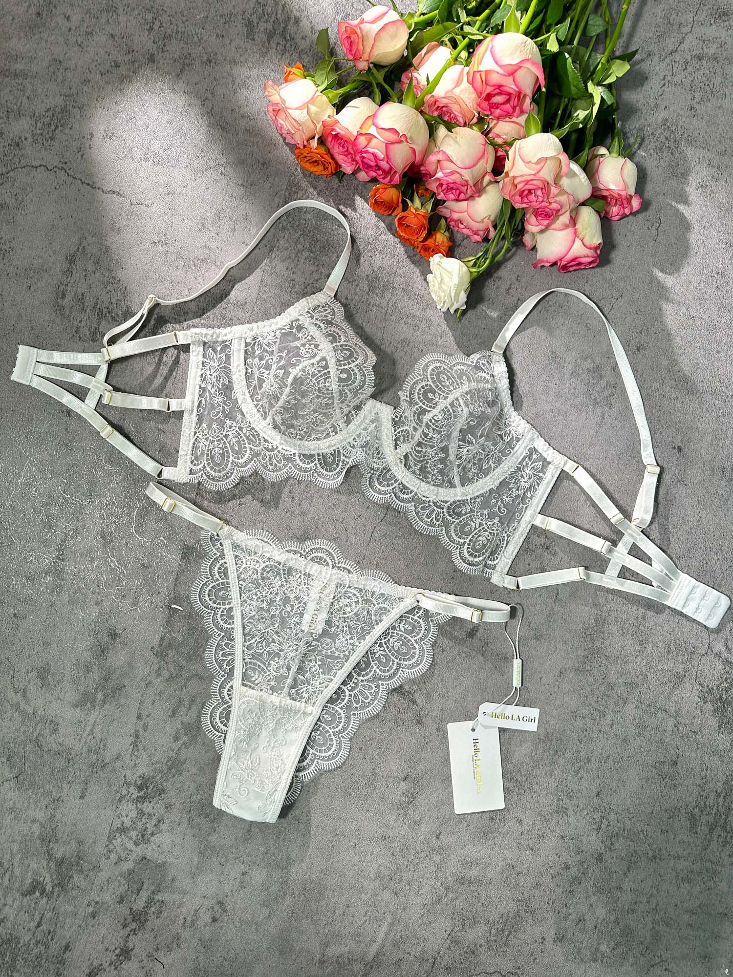 White Exquisite Lace Lingerie Set Hello.LA.Girl