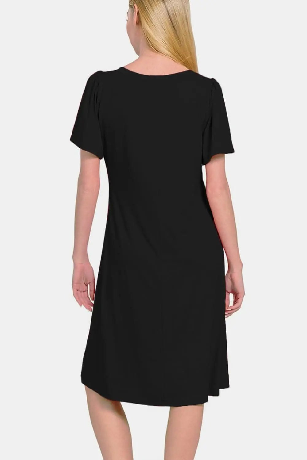 Zenana V-Neck Short Sleeve Dress for Effortless Elegance - Love Salve 