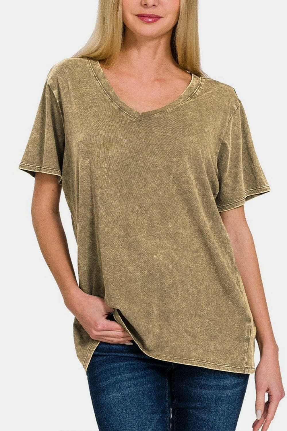 Zenana Vintage Vibe V-Neck Tee - Love Salve 