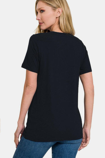 Zenana cozy crew neck short sleeve tee for effortless style - Love Salve 
