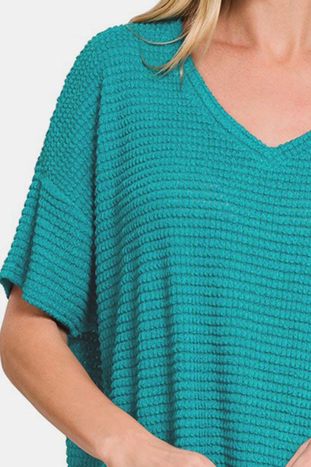 Zenana jacquard knit drop shoulder top - Love Salve 