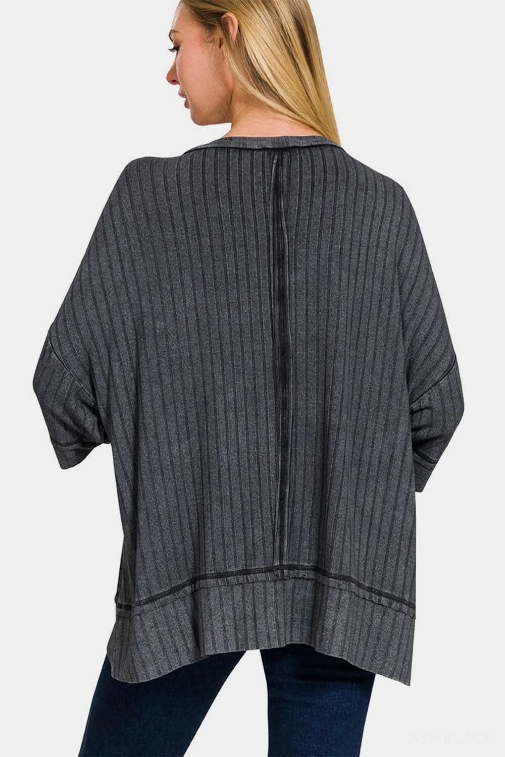 Zenana ribbed drop shoulder top 