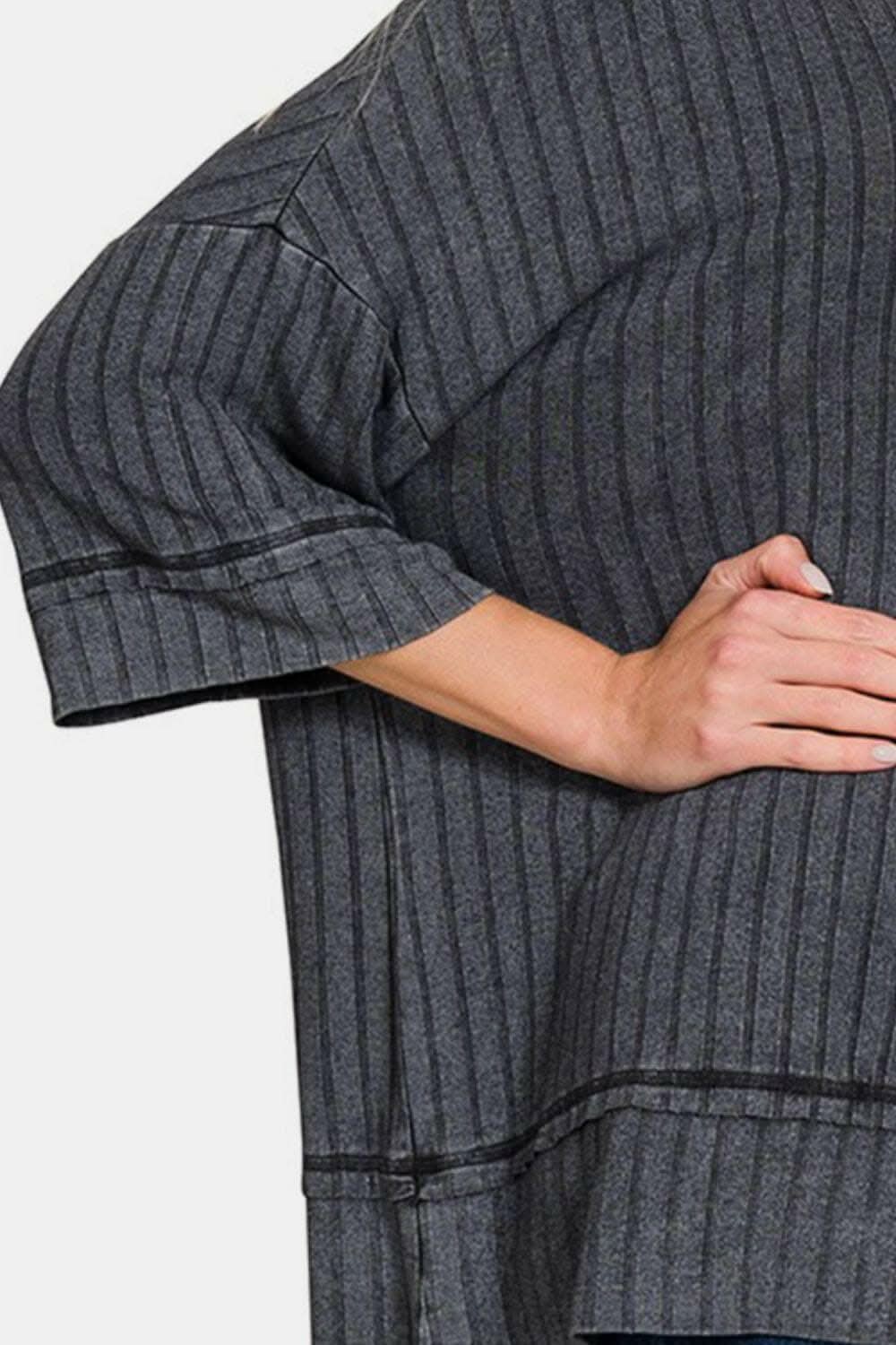 Zenana ribbed drop shoulder top - Love Salve 