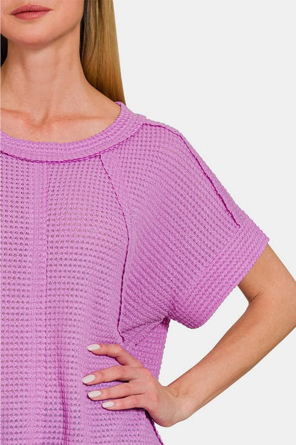 Zenana waffle-knit t-shirt - Love Salve 