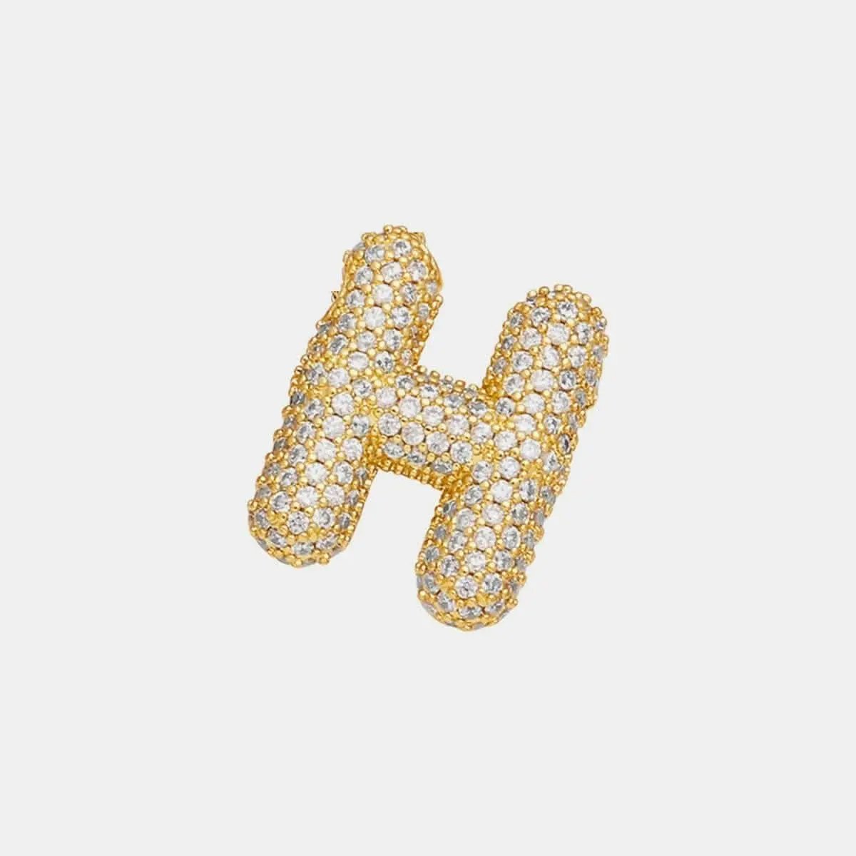 Zircon gold letter charm pendant - Love Salve 